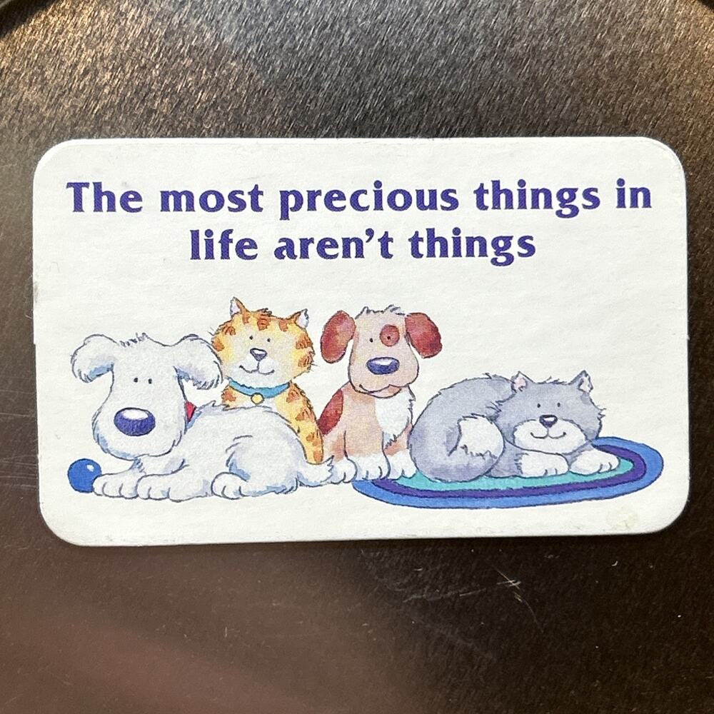 Vintage Dog Cat Fridge Magnet Most Precious Things In Life Aren’t Things Quote